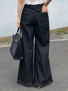 FRIFUL Women's Pocket Button Zipper Minimalist Style Denim Jeans Summer - Blue - View 7