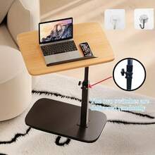This Desktop Features 360-Degree Rotation And Adjustable Height, Set Upon A Stylish, Minimalist Metal Frame And A Sturdy, Durable Wooden Surface That Remains Stable And Wobble-Free. This Portable, Lightweight Side Table Is Ideal - Multicolor - View 11