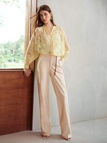 MOTF PREMIUM WOMEN'S AUTUMN PURE COTTON STRAIGHT LEG LONG PANTS TEACHERS' DAY OFFICE WORK APRICOT ELEGANT - Apricot - View 6