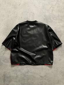 ROMWE MEN Streetwear Men's Digital Print Colorblock Crew Neck Pullover Short Sleeve T-Shirt - Black - View 2