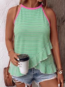 EMERY ROSE Women's Spring/Summer New Hot-Selling Color Block Design Striped Pattern Casual Versatile Plus Size Camisole And Tank Top - Multicolor - View 1