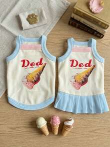 PETSIN 1PC New Cartoon Pet Vest, Spring Summer Clothes For Small Dogs Cats Teddy Pomeranian Poodle - Baby Blue - View 2