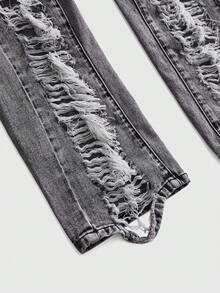 ACID BLVD Jeans Skinny de Cintura Ultra Baja con Estilo Callejero Y2K Hot Girl, Rasgados, Desgastados y Lavados para Primavera/Verano - Negro - Ver 12