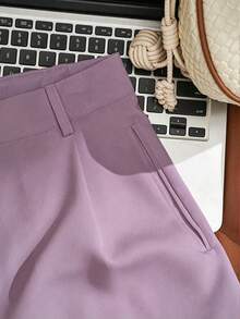 Franclia White Wide Leg Shorts For Women, Summer High Waist Slimming Casual Trousers, Suit Shorts - Purple - View 5