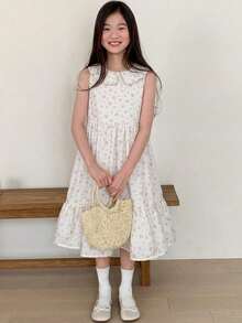 DAZY 大女孩秋季服飾 女童大女孩圓領無袖洋裝 夏季 - 粉色 - 查看 4
