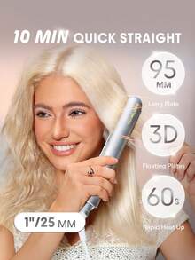 SHEGLAM HAIR 時尚別緻的 Insta-Heat 直髮造型器，二合一直發和捲髮，負離子直發器，10 分鐘快速拉直，智能記憶設置，5 種溫度設置，100-240V 通用電壓，適合全球旅行 - 美國插頭 生日 禮物 粉紅色的 化妝品 海灘 學校 節慶 護髮 Y2K 旅行必備 巡航 假期 夏天 通用電壓 美髮配件 女士配件 梳子 - 黃色 - 查看 1