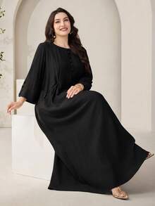 Veilorie Vestido de mujer talla grande - Negro - Ver 8