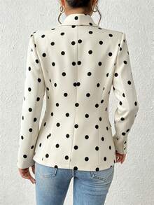 SHEIN PETITE Women's Polka Dot Casual Versatile Commute Travel Long Sleeve Blazer Jacket - Apricot - View 2