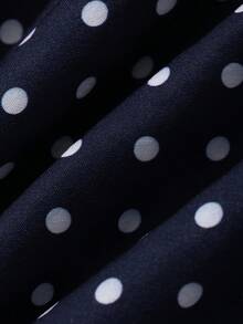 DAZY Polka Dot Contrast Lace Trim Spaghetti Strap Dress Elegant Romantic Sexy Vacation Summer Women's Long Dress Sundress Navy Blue Polka Dot - Blue - View 3