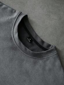 PAVTROS Men's Crew Neck Short Sleeve Casual Versatile Loose Fit T-Shirt, Holiday - Dark Grey - View 5