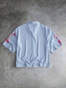GENTILAND 男士休閒條紋花卉印花襯衫 - 彩色 - 查看 2