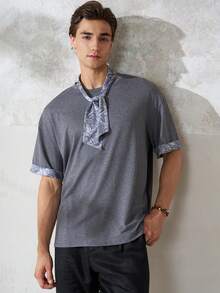 Airaco Men's Patchwork Print Short Sleeve T-Shirt - Grey - View 3