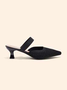 CUCCOO BASICS Women's Pointed Toe Fashion Daily Commute High Heel Mules - Black - View 6