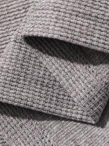 DAZY Men's Textured Fabric Solid Color Basic Half-Button T-Shirt Summer - Light Grey - View 7