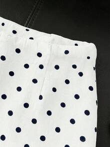 SHEIN Franclia Korean Style Girl Vibe Low Waist A-Line Fashionable Slimming Polka Dot Print Zipper Women's Skirt, Vacation, Outing, Y2K, Spring, Summer, Back To School Season, Casual, Beach, Business, Versatile, Women's Grey Skirt, Women's Polka Dot Bottoms - Black and White - View 3