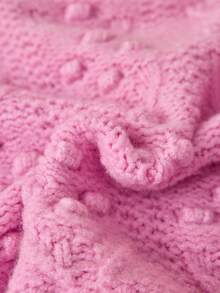 SHEIN WOMEN'S WEAR Textured Bobble Knit Chunky Sweater - Pink - View 10
