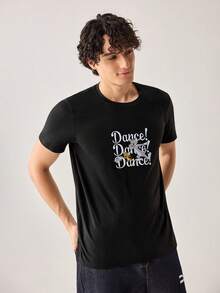 Strevion TOM & JERRY Men's Minimalist Cat & Mouse Graphic Print Round Neck Short Sleeve T-Shirt, Summer - Black - View 7