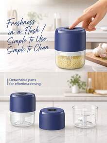 Teckwe 1PC Garlic Grinder, Garlic Shredder, Household Garlic Mincer, Food Processor, Mini Electric Garlic Press, Grinder For Garlic, Ginger, Scallions, And Other Seasonings; An Essential Household Item. - Multicolor - View 3