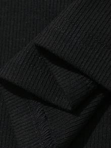 DAZY 女款夏季方領修身羅紋打底衫 極簡基礎性感休閒短袖T恤 旅行黑色上班穿搭 - 黑色 - 查看 6
