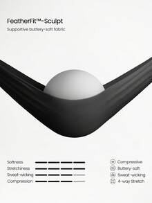 GLOWMODE 24" FeatherFit™-Sculpt Glow Lift Butt Scrunch Tummy Control Leggings With Side Pockets Medium Impact Training Running Workout Gym Fitness Wear - Black - View 7