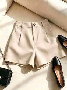 EMERY ROSE Plus Size Women Loose Casual Shorts - Khaki - View 3