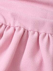 SHEIN Elladie kids 女童优雅纯色3D珍珠蝴蝶结吊带裙，腰部褶皱设计，新款春夏款，适合外出、聚会、旅行、度假 - 粉色 - 查看 6