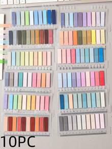 2400Pcs 12Styles Semi Transparent PET Sticky Notes Index Tabs Vintage Retro Aesthetic Translucent Solid Color Page Markers Annotation Flags Office School Study Supplies Organizer Must Have - multicolor - View 10