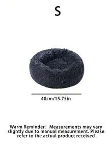 1PC Warm & Soft Plush Pet Round Bed, Fluffy Winter Cozy Pet Round Cushion Nest For Medium/Large/Small Cats & Dogs - Dark Grey - View 11
