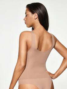 EasyFave Women Solid Color Basic Tank Top For All Seasons, Workout - Coffee Brown - View 2