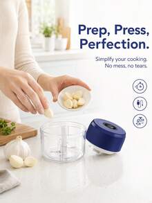 Teckwe 1PC Garlic Grinder, Garlic Shredder, Household Garlic Mincer, Food Processor, Mini Electric Garlic Press, Grinder For Garlic, Ginger, Scallions, And Other Seasonings; An Essential Household Item. - Multicolor - View 6