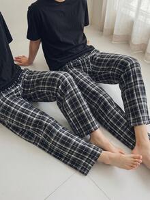 DAZY Men's Plaid Pajama Pants, Spring Loungewear, Fall, Winter - Grey - View 5