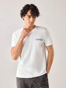 Strevion Men's Minimalist Tom & Jerry Graphic Print Round Neck Short Sleeve T-Shirt, Summer - White - View 3