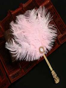 1pc Vintage Palace Luxury Fan Golden Handle Diamonds Pearls Hanfu Cheongsam Prop Elegant Hand Fan Banquets Balls Fashion Accessory Home Decor Women Day Gift Travel Essential Wedding Favor Bedroom Mothers Day Gift Summer Beach Decor - A - View 12