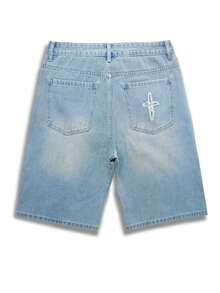 Manfinity EMRG Plus Size Men's Patchwork Denim Shorts - Light Wash - View 2