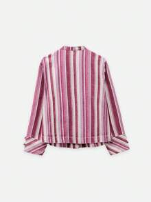 Nöista Printed Denim Jacket, Detail Buttons Down For Day-To-Night, Autumn,Winter, Vacation, Everyday Look - Purple - View 8