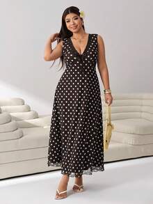 Solflare Vestido de fiesta elegante vintage de los años 50 para mujer talla grande con lunares y ribete de encaje, color marrón chocolate, para cumpleaños, cena, vacaciones, invitada de boda y días festivos de verano - Multicolor - Ver 4