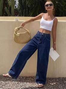 DAZY Summer New Loose Casual Straight Leg Denim Jeans For Women - Blue - View 5