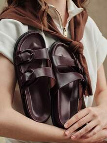 Solecia Zapatos de mujer Moda femenina Marrón moca Comodidad Sandalias planas Boken de playa Sandalias planas de mujer - Marrón Mocha - Ver 3