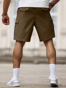 Manfinity Homme Plus Size Men's Casual Cargo Shorts, Holiday - Mocha Brown - View 2