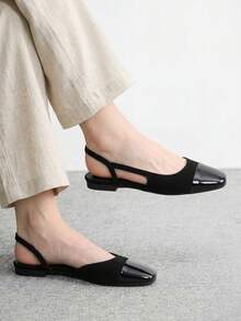CUCCOO BIZCHIC 女士时尚平底鞋，系带拼接平底鞋，四季皆宜，时尚百搭，通勤休闲两相宜 - 黑色 - 查看 1
