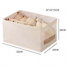 Fabric Foldable Clothing Organizer Basket, 1 Pc - Beige - View 3