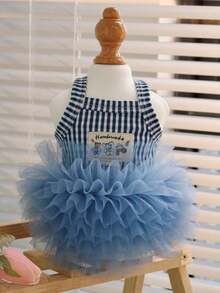 PETSIN 1PC Gaun Putri Tulle Bergaris Gaya Ins, Rok Suspender Bernapas untuk Anjing dan Kucing Kecil - Biru - View 11