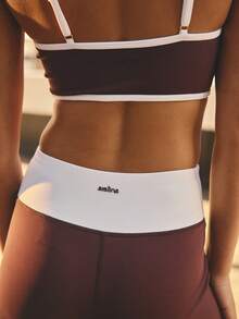 Aralina Leisurewear Active Women's 3 Piece Burgundy Three Pieces Boot Cut Legging Set Crop Top Bolero Long Sleeve Layering Tee High Wide Waistband Stretch Knit Flattering Studio Street Style Set Top Set Bottom - Brown - View 13