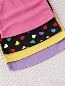 Set de 4 piezas de chaleco de punto de unicolor con patrón de corazón para niña - Multicolor - Ver 4