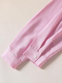 Elladie kids 女童 3 件套休閒個性清新套裝，粉色、藍色、黃色拼接；開襟衫 + 條紋長褲 + 白色針織細肩帶背心，校園秋季 - 彩色 - 查看 6