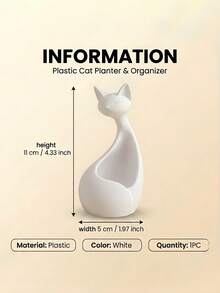 1PC Cute Cat Shaped Ceramic Multifunctional Succulent Planter Storage Container For Jewelry Pens Desk Windowsill Decor Home Office Gift - A - View 4