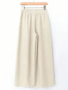 Rusticease Women's Casual Versatile Solid Color Wide Leg Pants - Apricot - View 2