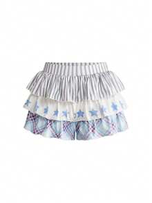ROMWE Kawaii Bộ 2 món váy cạp thấp in hình khóa Sol Y2K dành cho nữ - Màu xanh lam - Xem 8