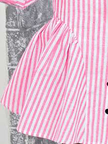 SHEIN Đầm suông dệt tay dài cổ sọc cho bé gái (Không kèm cà vạt) - Màu Hồng Tươi - Xem 5
