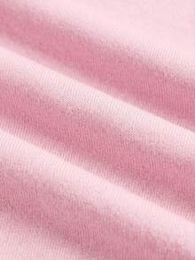 Kids Teen Girl Spring/Summer New Pink Ruched Design Short Sleeve Round Neck T-Shirt + Waist Ruched Flare Long Pants 2pcs Set, Suitable For Daily Outings, School Wear, Basic Long Pants Set - Pink - View 4